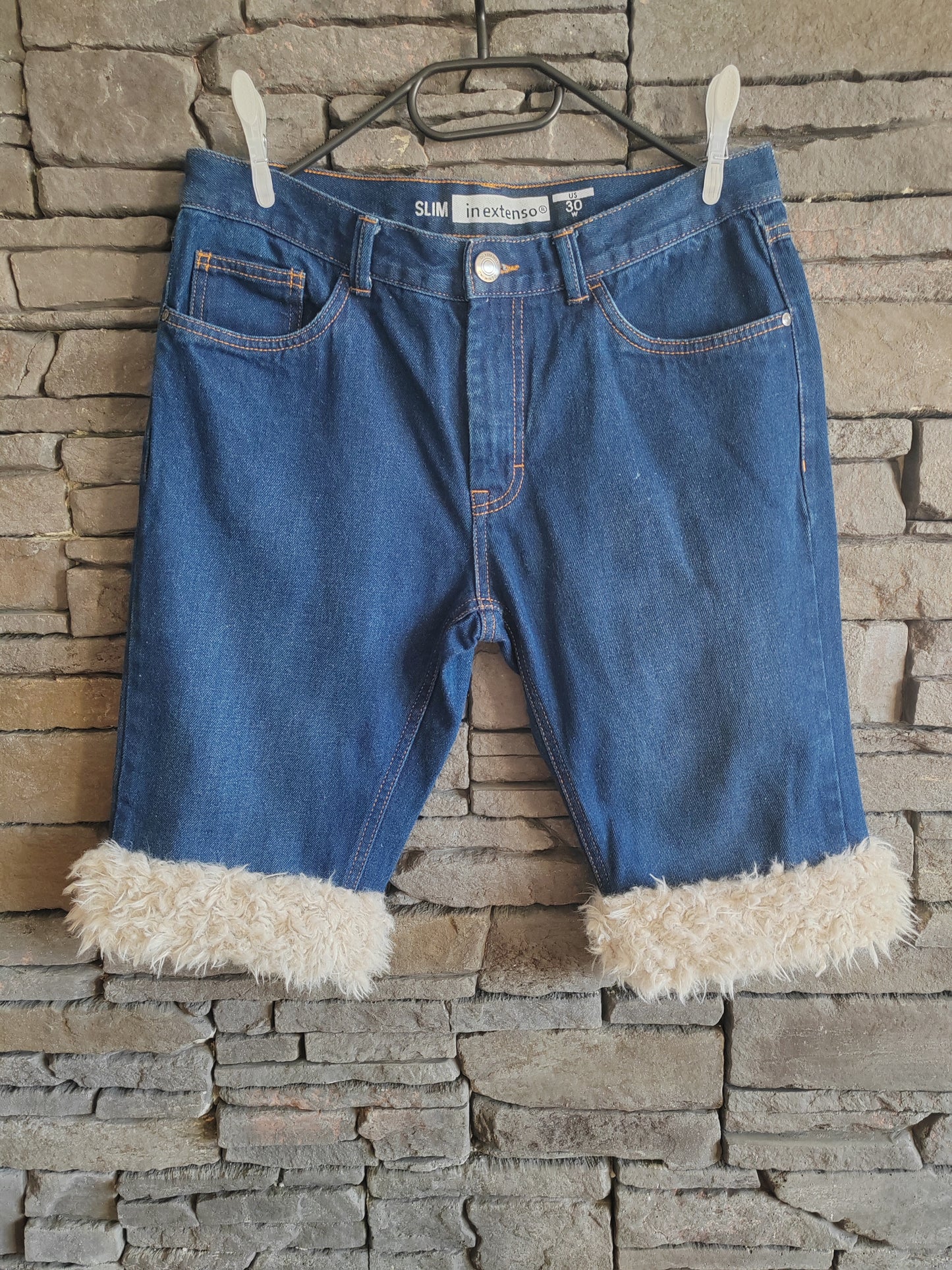 luffy short blue semi wide cotton man handmade faux fur – Wal & Yfful C014