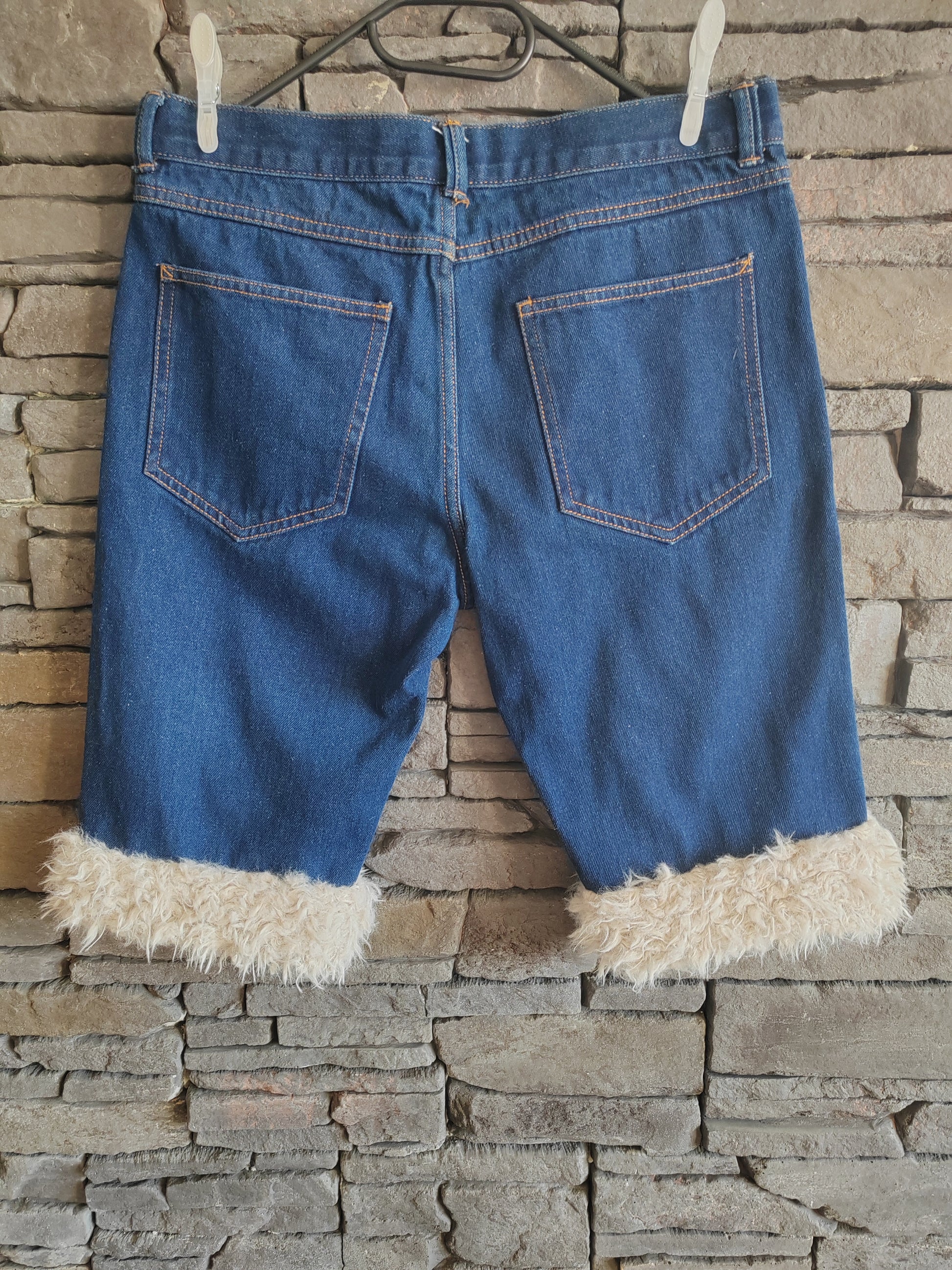 luffy short blue semi wide cotton man handmade faux fur back – Wal & Yfful C014
