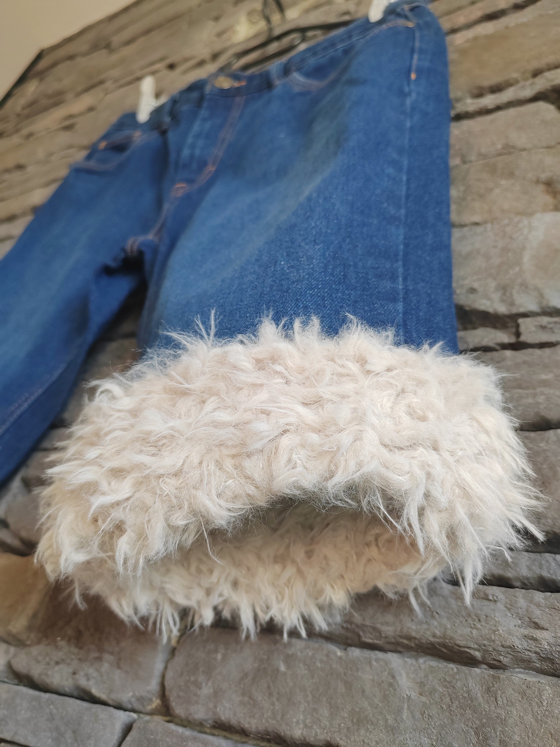 luffy short blue semi wide cotton man handmade faux fur front – Wal & Yfful C014