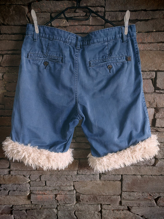 luffy short navy blue cotton man wide handmade with faux fur back – Wal & Yfful B016