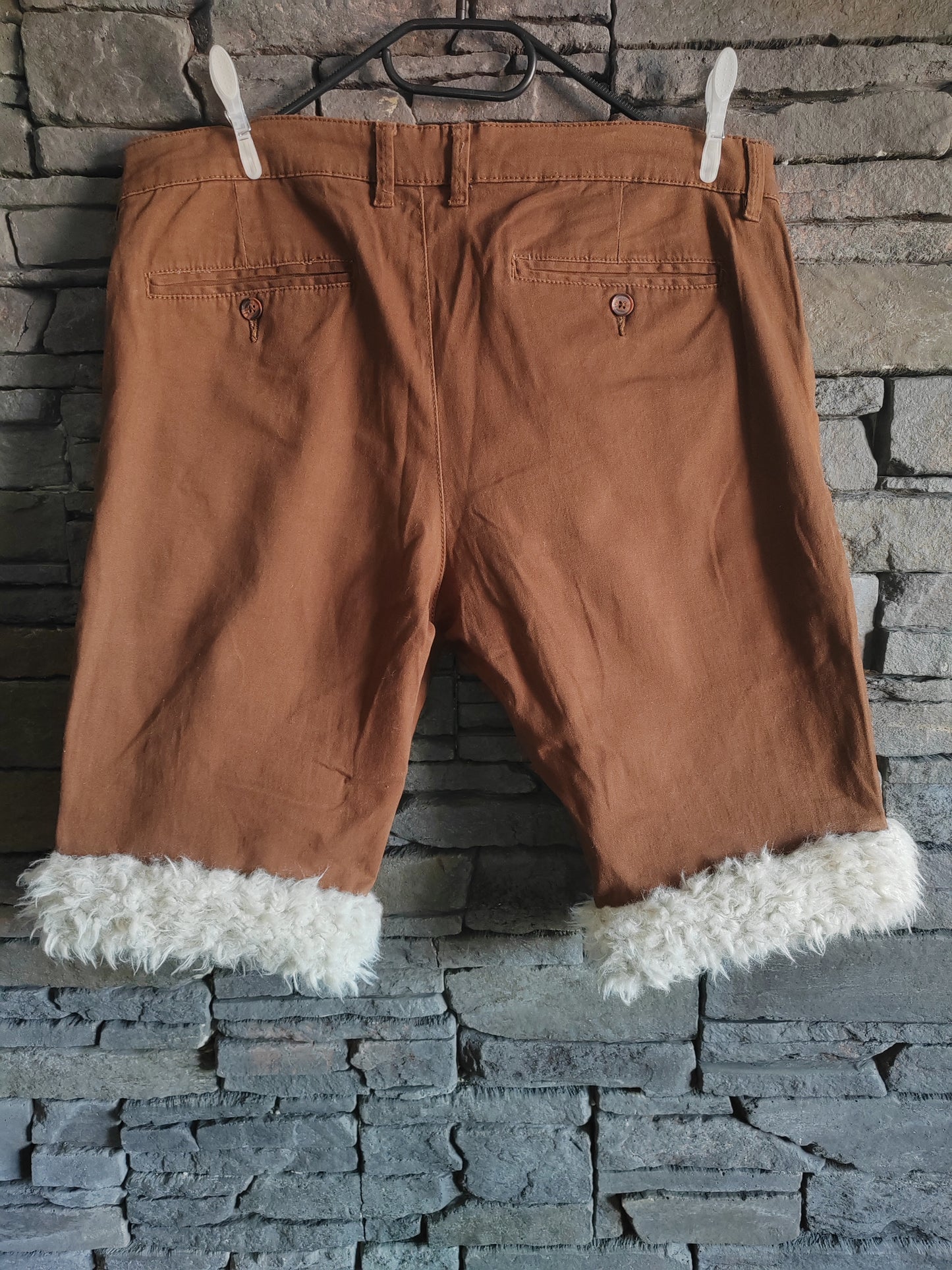 luffy short brown large fit handmade with faux fur back – Wal & Yfful D007