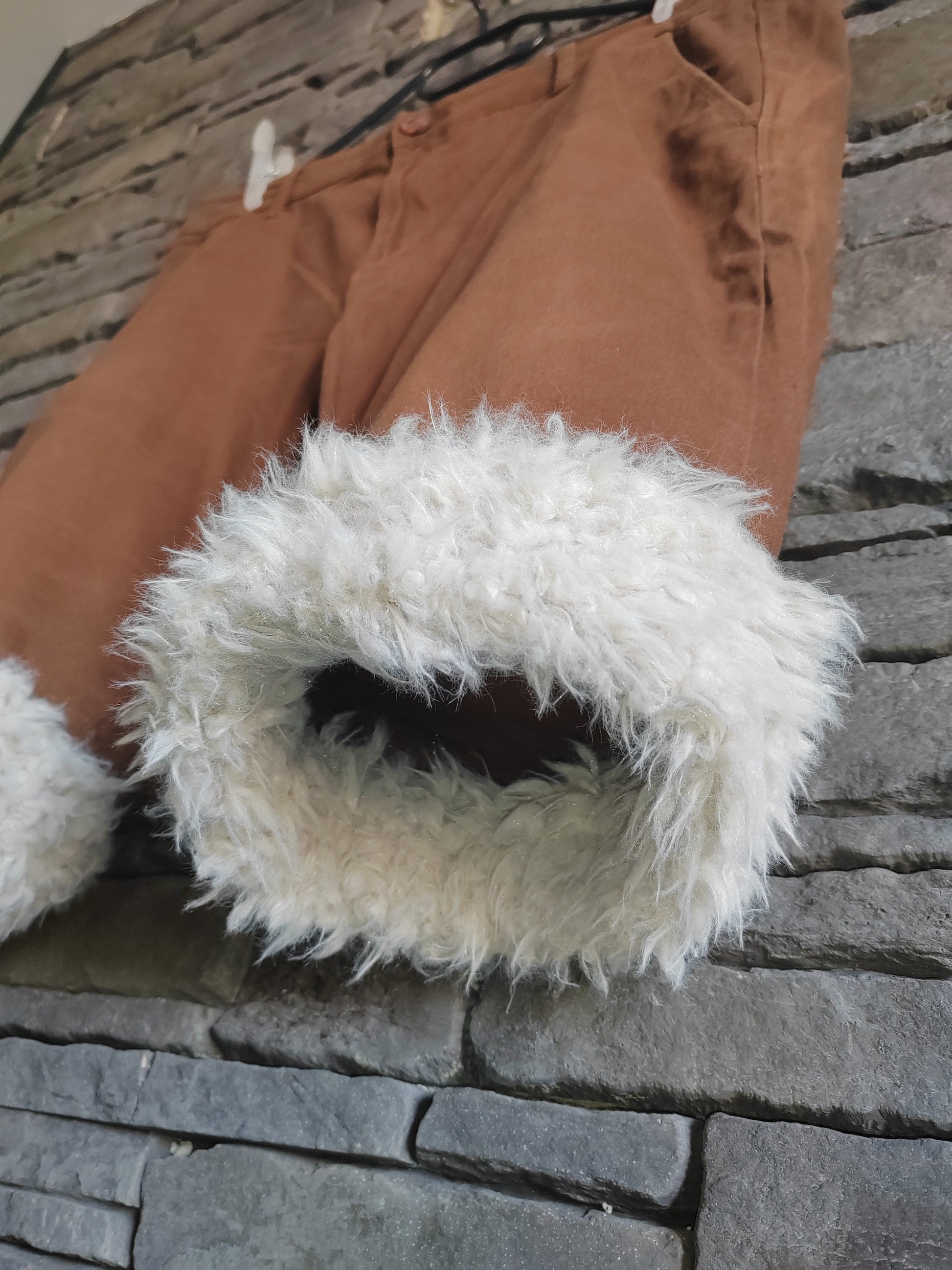 luffy short brown large fit handmade with faux fur front – Wal & Yfful D007