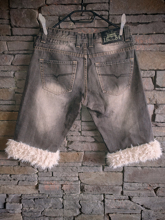 luffy short grey man semi wide handmade with faux fur back – Wal & Yfful B013