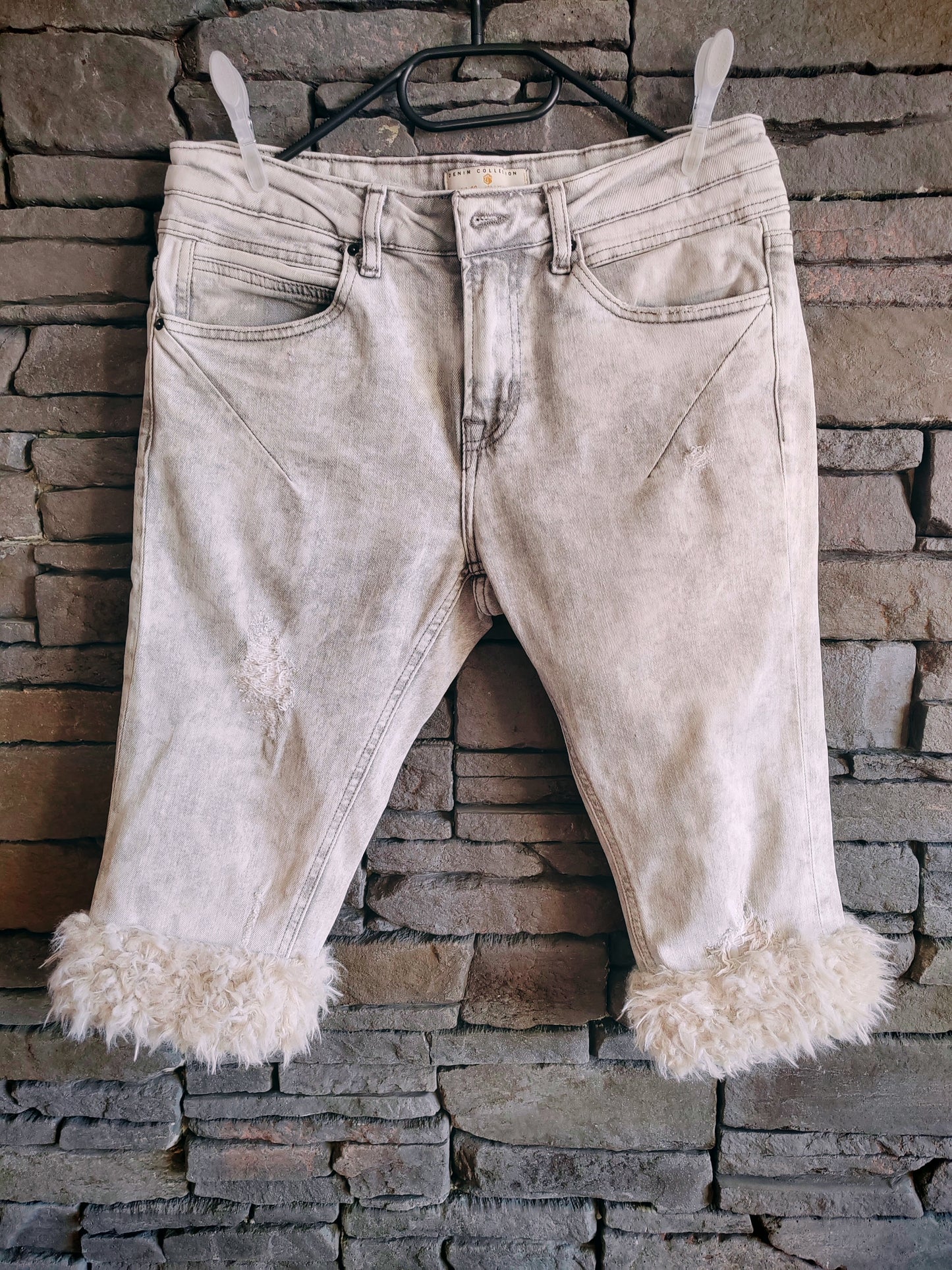 luffy short grey slim short man stretch handmade with faux fur – Wal & Yfful C017