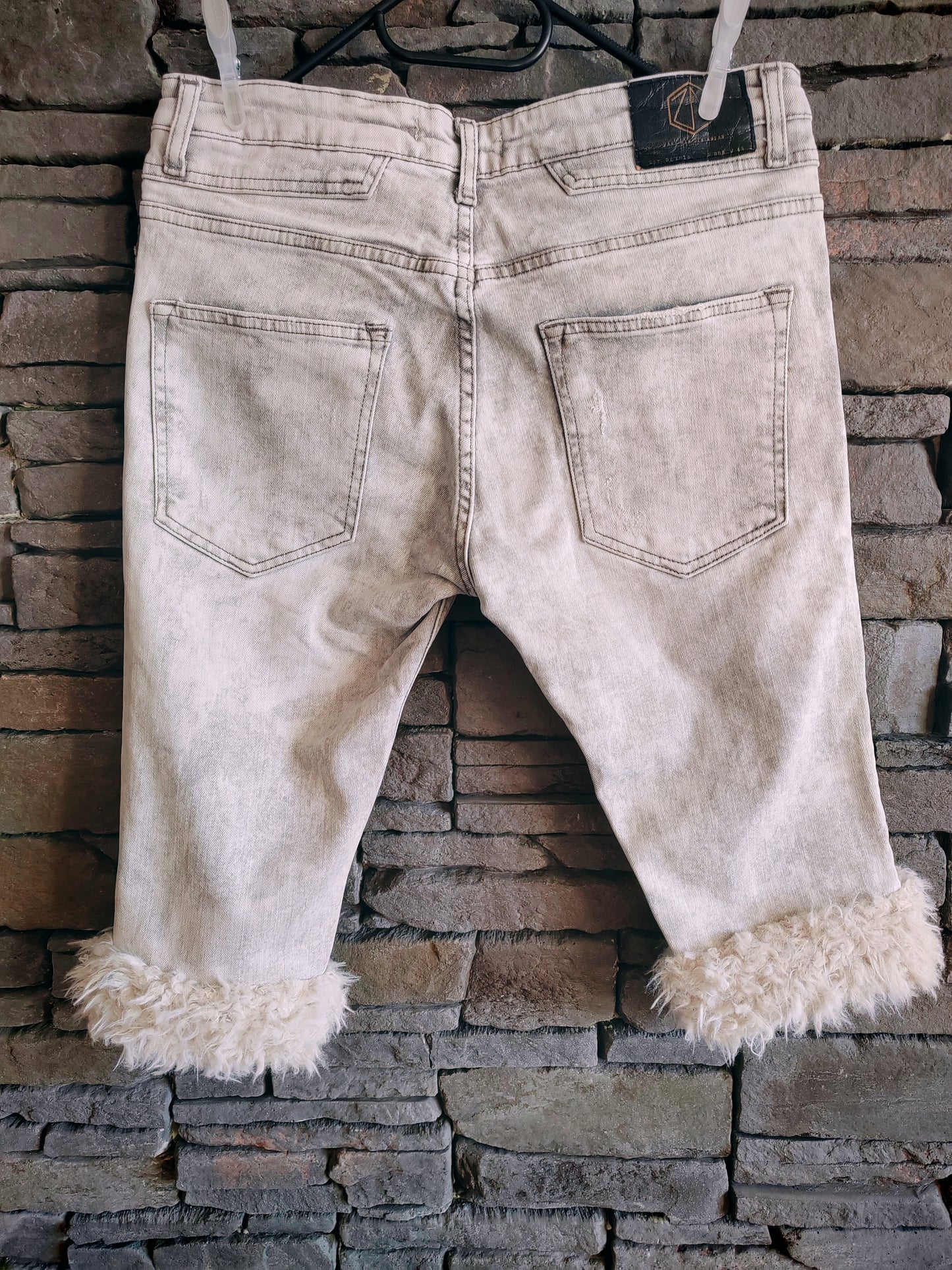 luffy short grey slim short man stretch handmade with faux fur back – Wal & Yfful C017