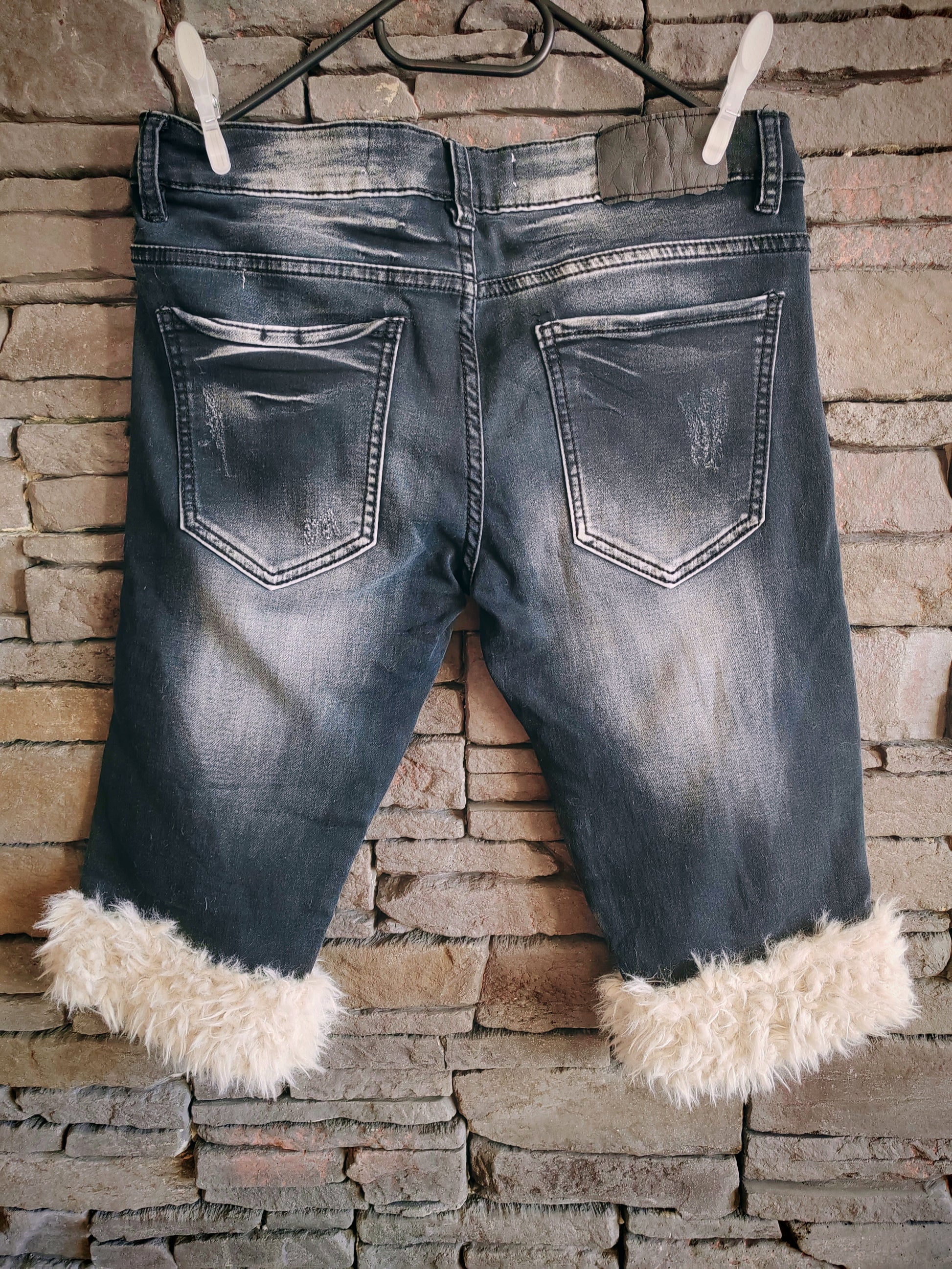 luffy short black slim handmade with faux fur back – Wal & Yfful C019