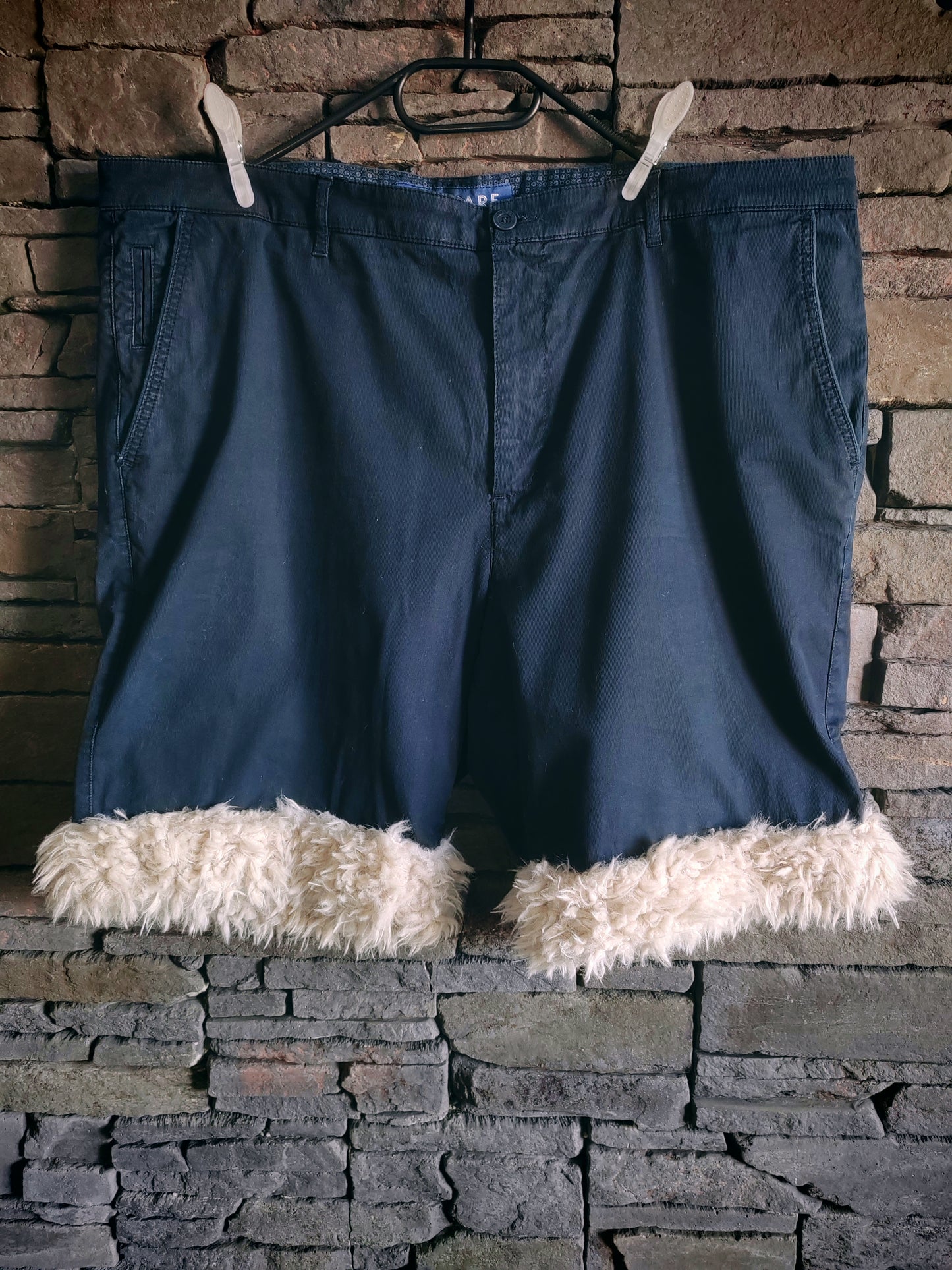 luffy short navy blue large fit handmade with faux fur – Wal & Yfful M001