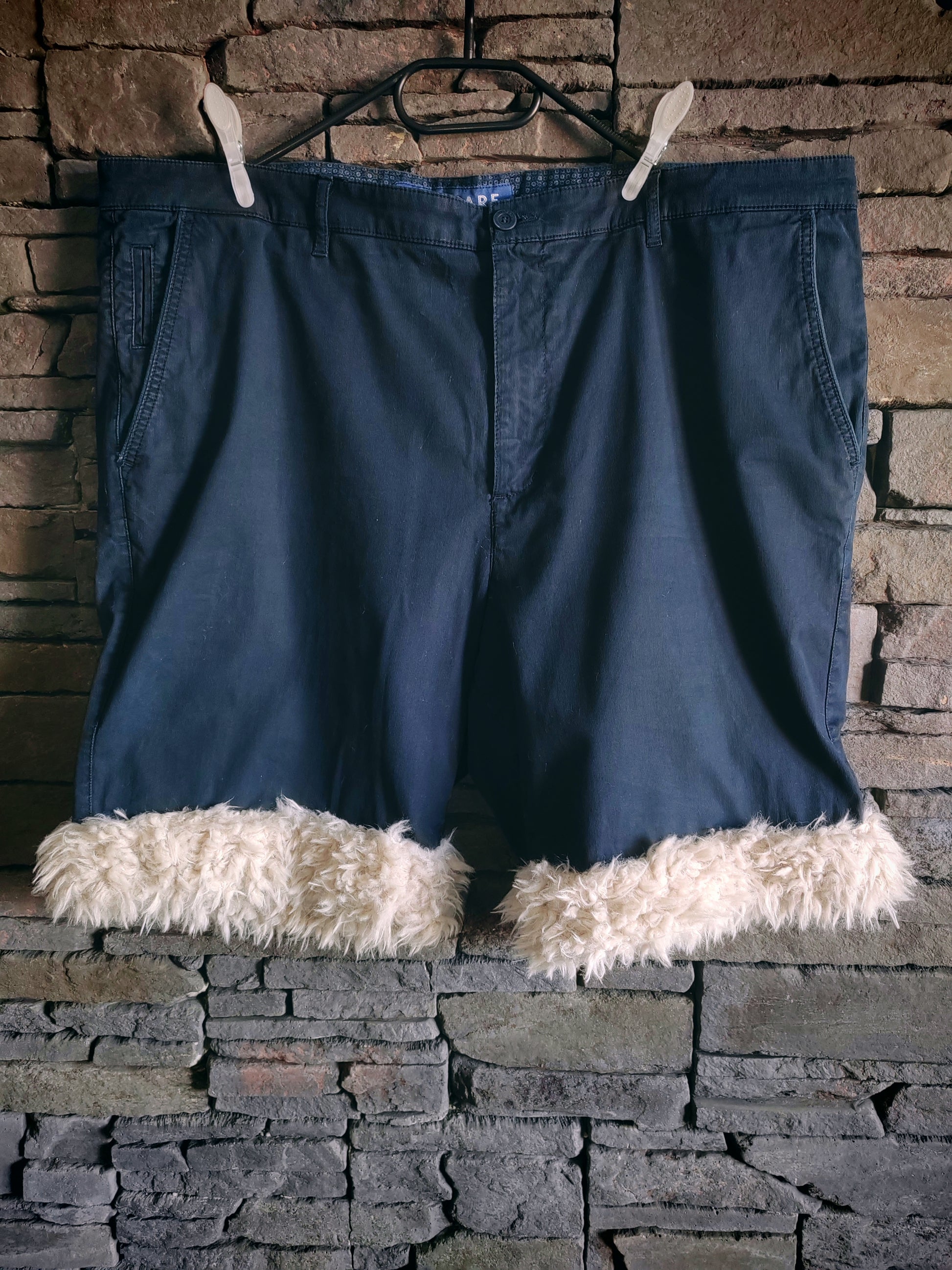 luffy short navy blue large fit handmade with faux fur – Wal & Yfful M001