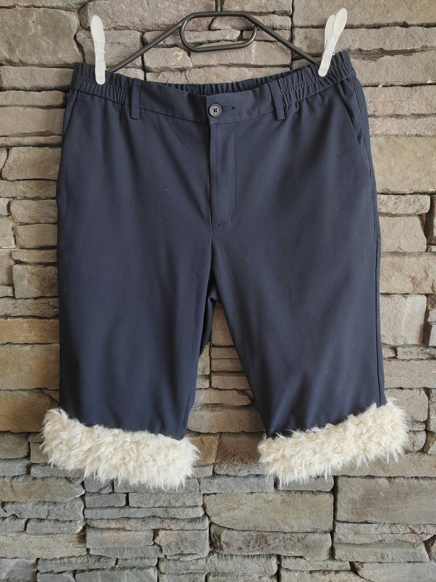 luffy short semi wide navy man handmade faux fur jules upcycled – Wal & Yfful C009