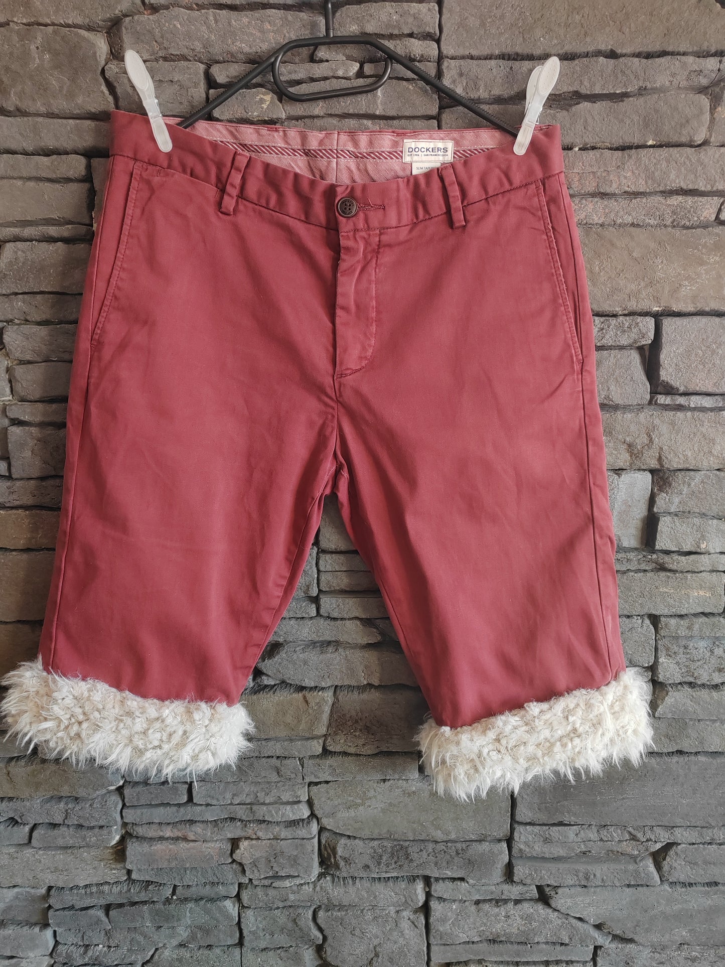 luffy short semi wide red pale short man handmade with faux fur – Wal & Yfful C015