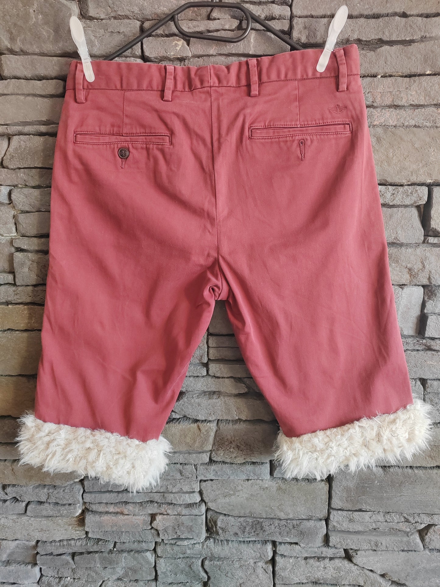luffy short semi wide red pale short man handmade with faux fur back – Wal & Yfful C015
