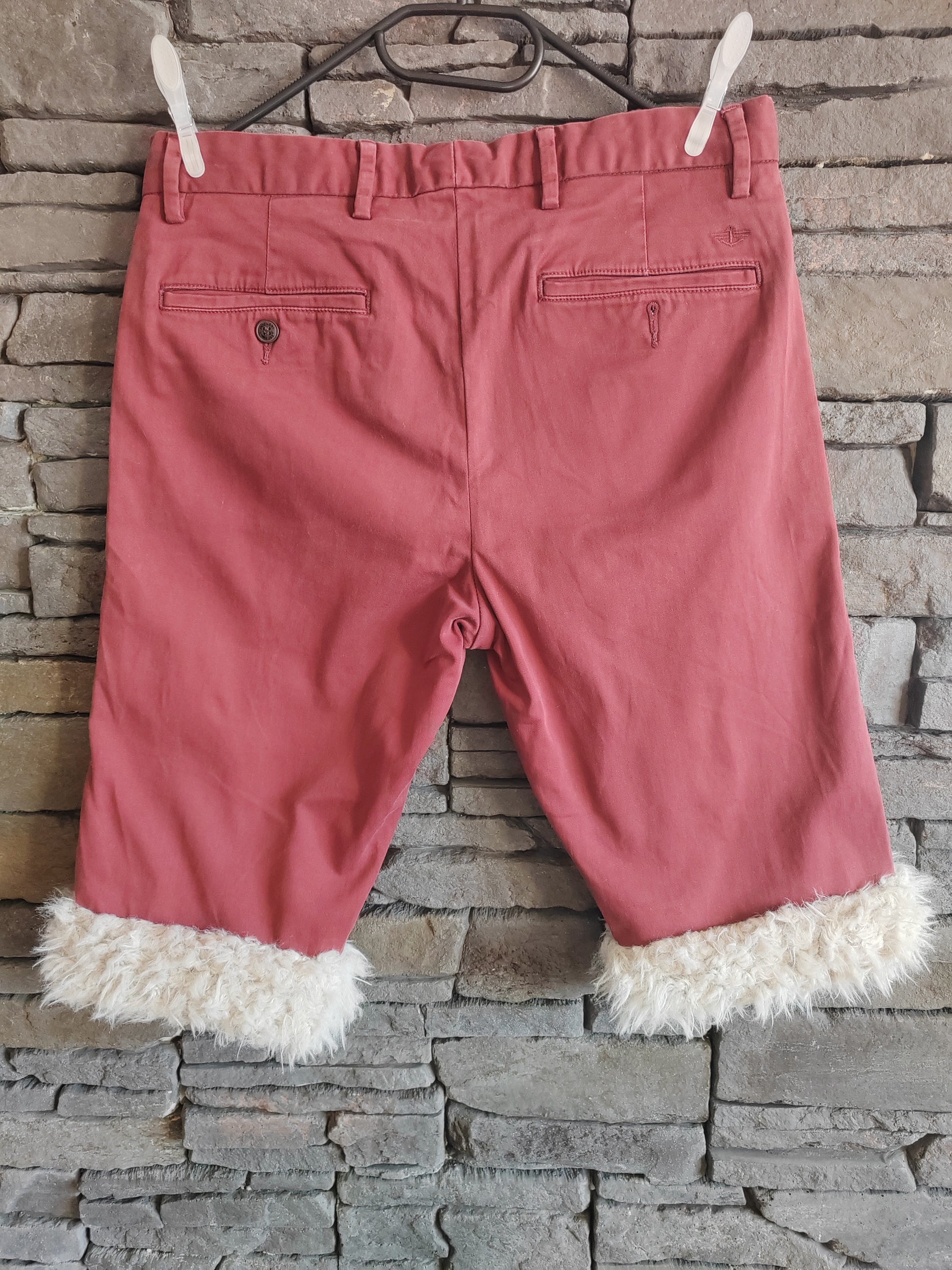 luffy short semi wide red pale short man handmade with faux fur back – Wal & Yfful C015