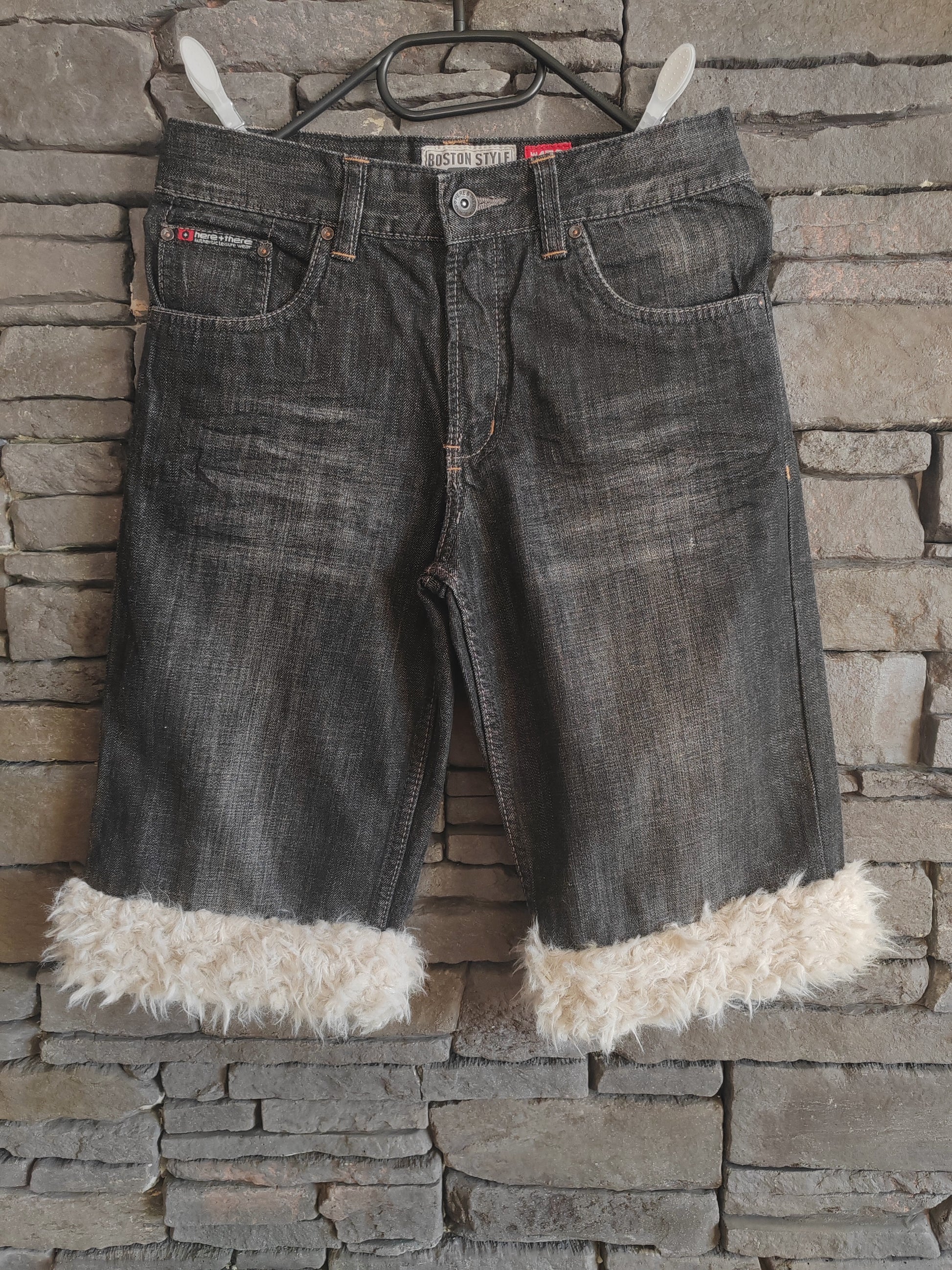 luffy short woman black pale loose organic cotton handmade with faux fur – Wal & Yfful F004