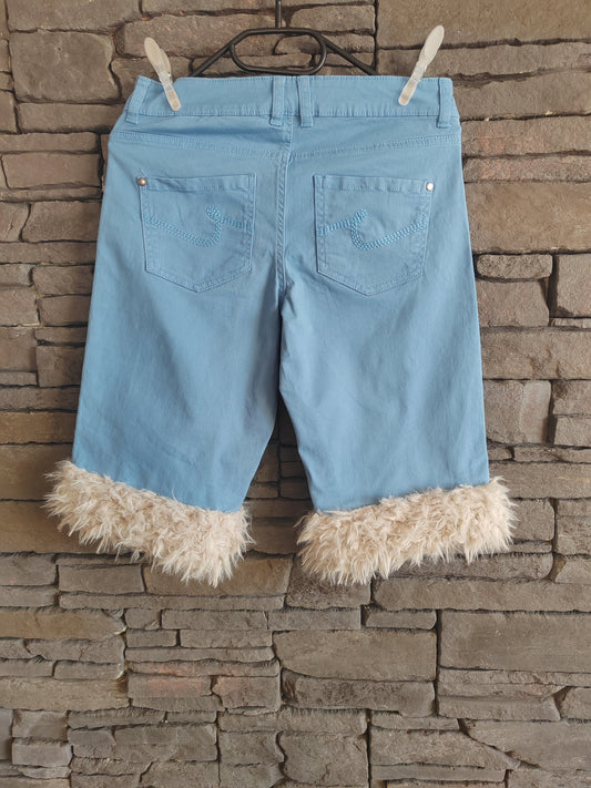 luffy short woman light blue semi loose handmade with faux fur back – Wal & Yfful F005
