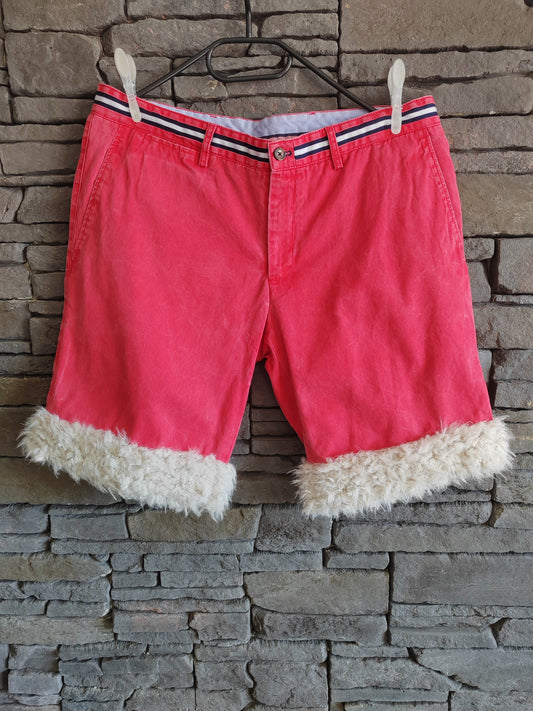 Luffy short men's pale red semi-loose fit handmade with faux fur – Wal & Yfful A002