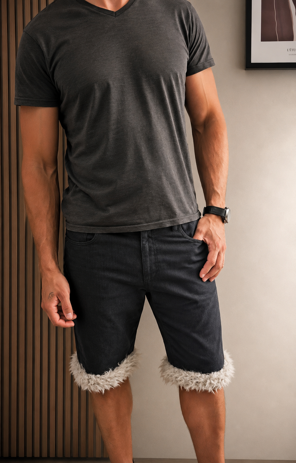 Luffy Short blue night large handmade with faux fur studio 06 – Wal & Yfful A013