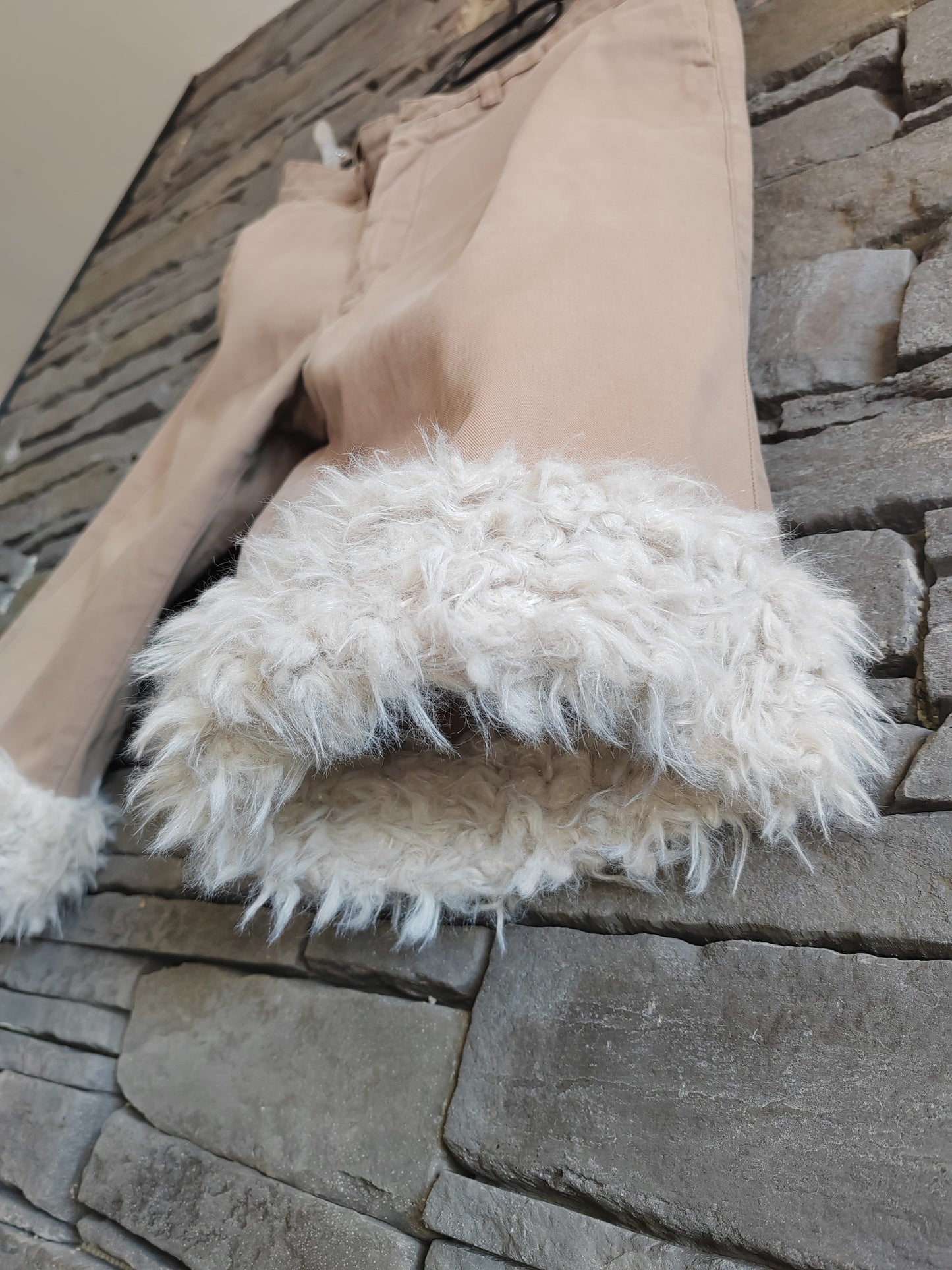 Luffy short men's beige semi-loose soft fit handmade with faux fur front – Wal & Yfful A009