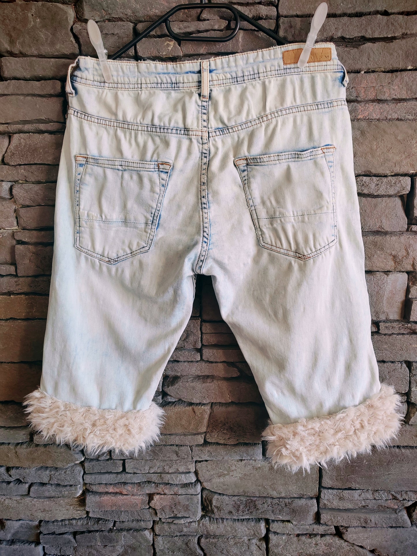 luffy short man light blue slim handmade with faux fur back – Wal & Yfful B001