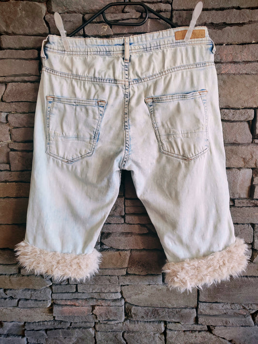 luffy short man light blue slim handmade with faux fur back – Wal & Yfful B001