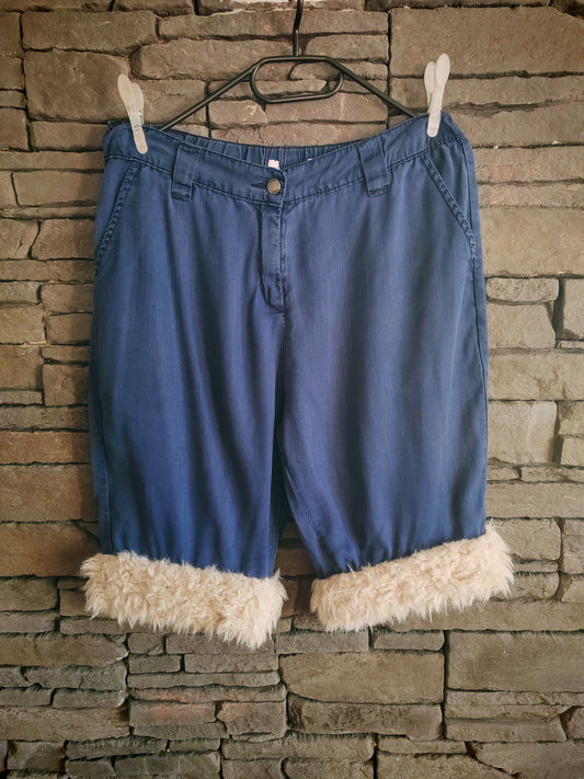 luffy short man navy blue loose lyocell handmade with faux fur – Wal & Yfful B008