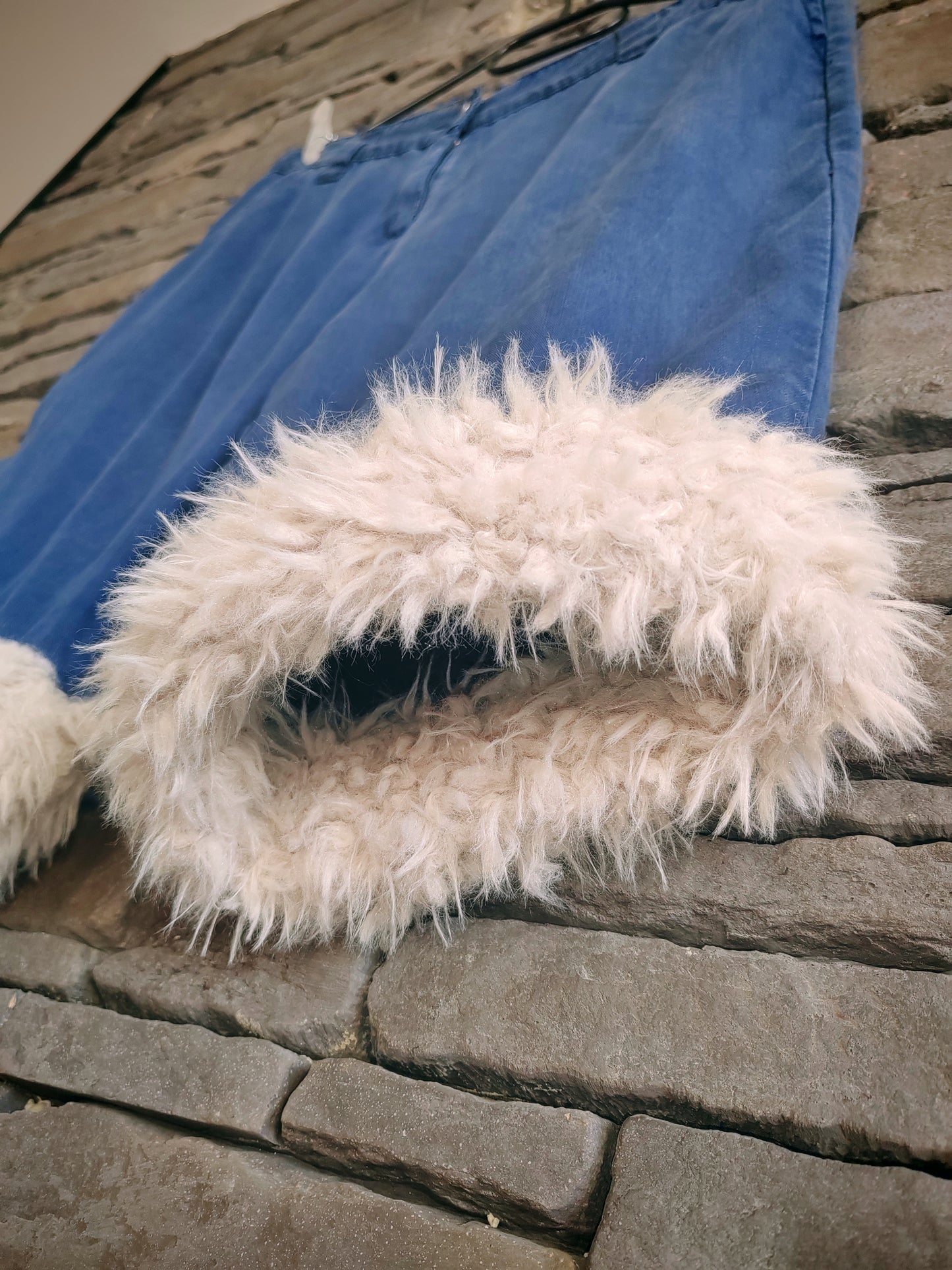 luffy short man navy blue loose lyocell handmade with faux fur front – Wal & Yfful B008