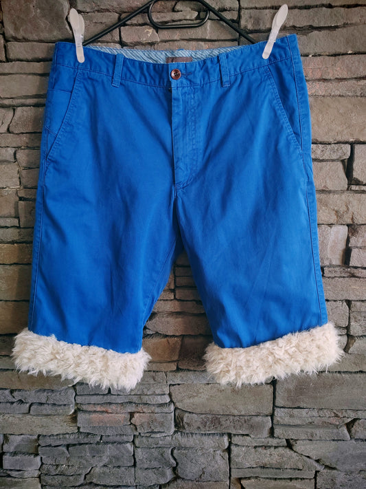 luffy short man royal blue wide handmade with faux fur – Wal & Yfful A015