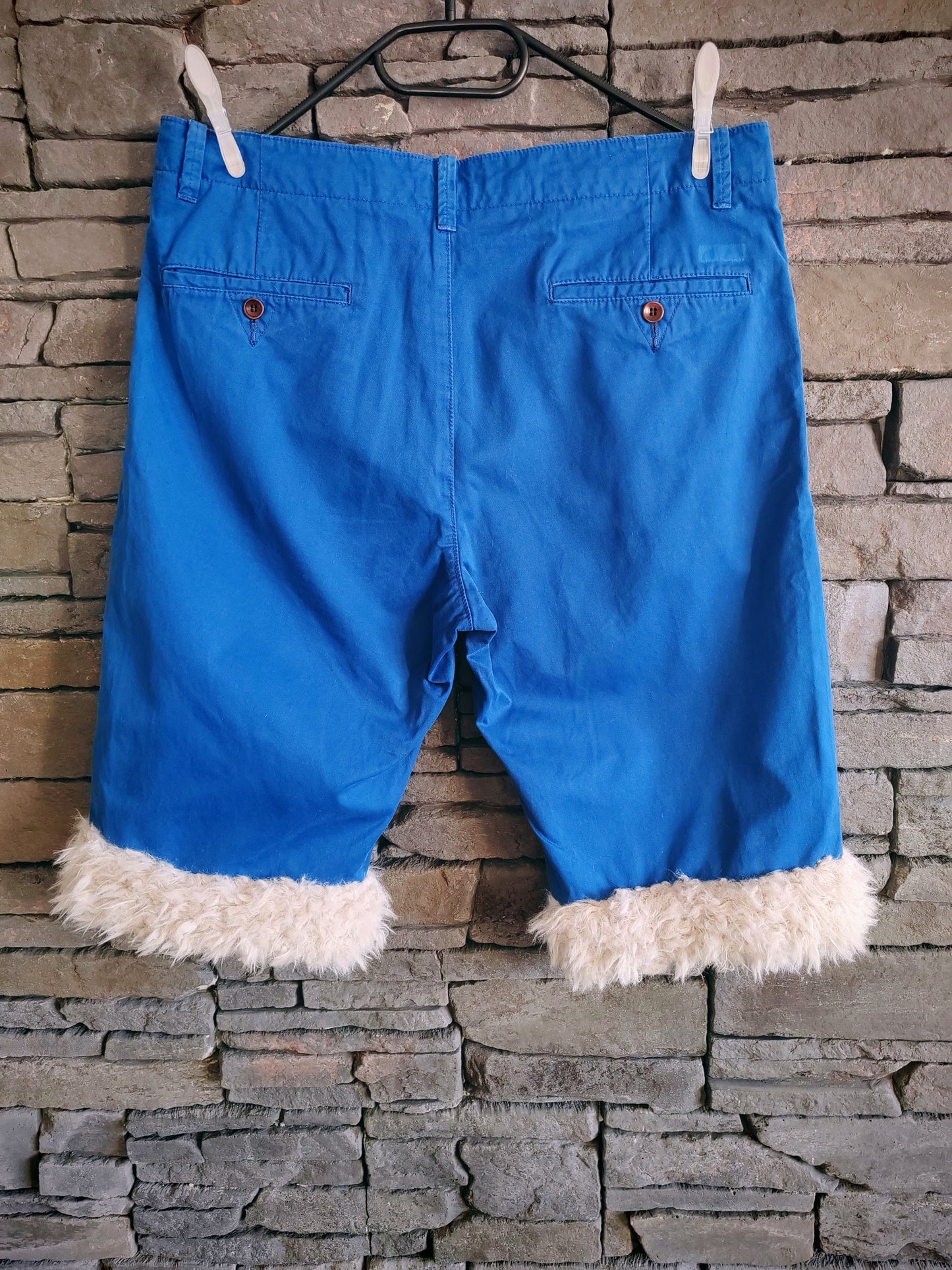 luffy short man royal blue wide handmade with faux fur back – Wal & Yfful A015