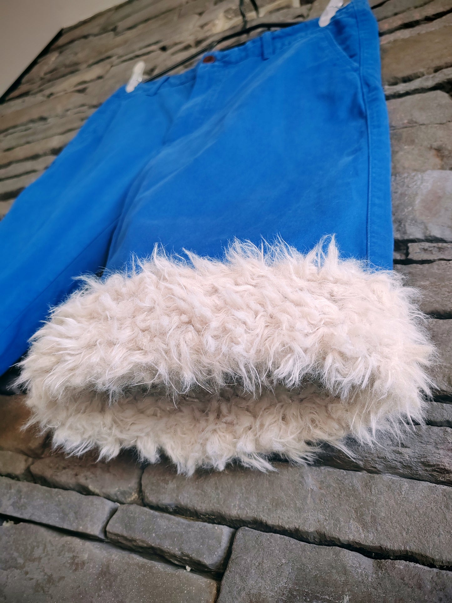 luffy short man royal blue wide handmade with faux fur front – Wal & Yfful A015