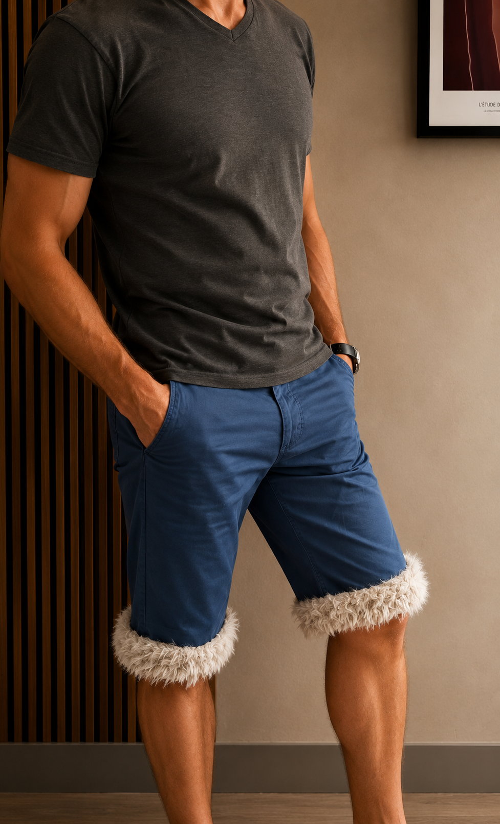 luffy short man royal blue wide handmade with faux fur studio 02 – Wal & Yfful A015