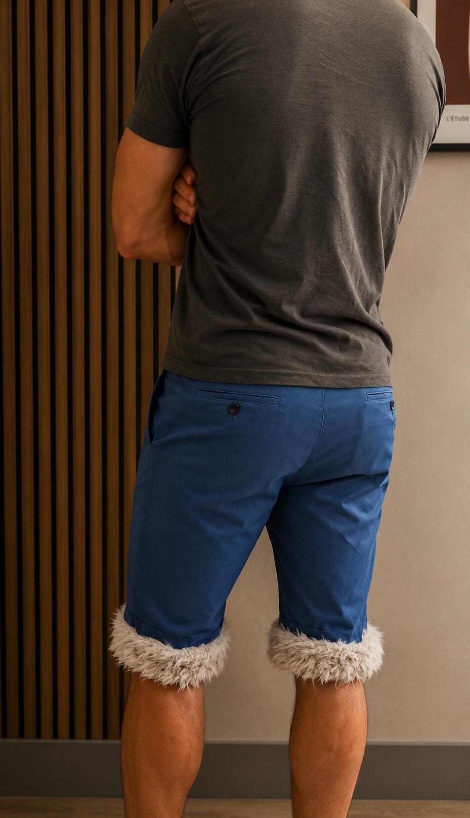 luffy short man royal blue wide handmade with faux fur studio 04 – Wal & Yfful A015
