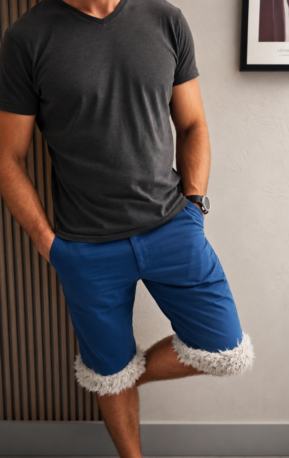 luffy short man royal blue wide handmade with faux fur studio 05 – Wal & Yfful A015