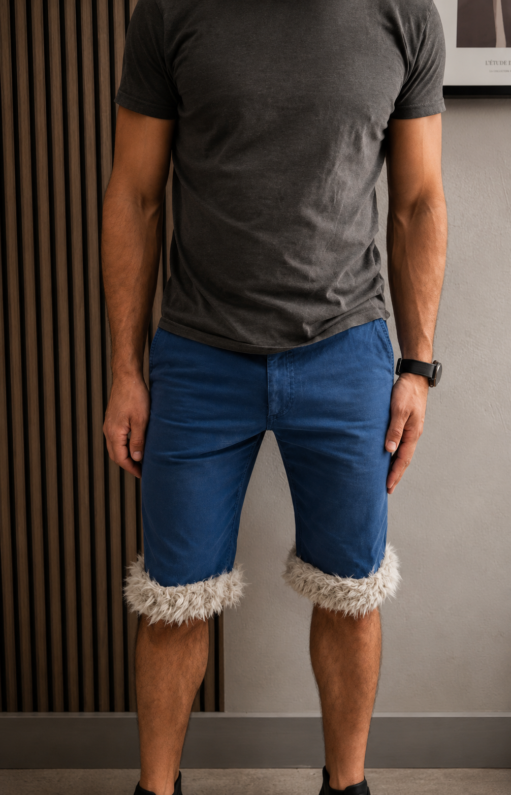 luffy short man royal blue wide handmade with faux fur studio 06 – Wal & Yfful A015